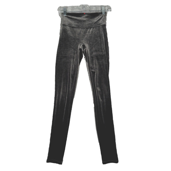 Spanx Pants‎ Womens Small Gray Velvet Legging Tummy Control Skinny Goth Grunge - Picture 1 of 9
